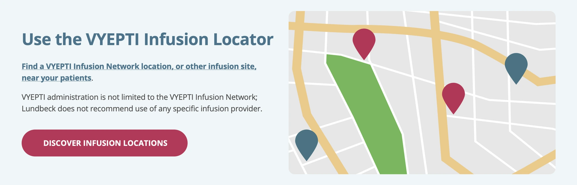 HCP site — Infusion Locator section and map illustration