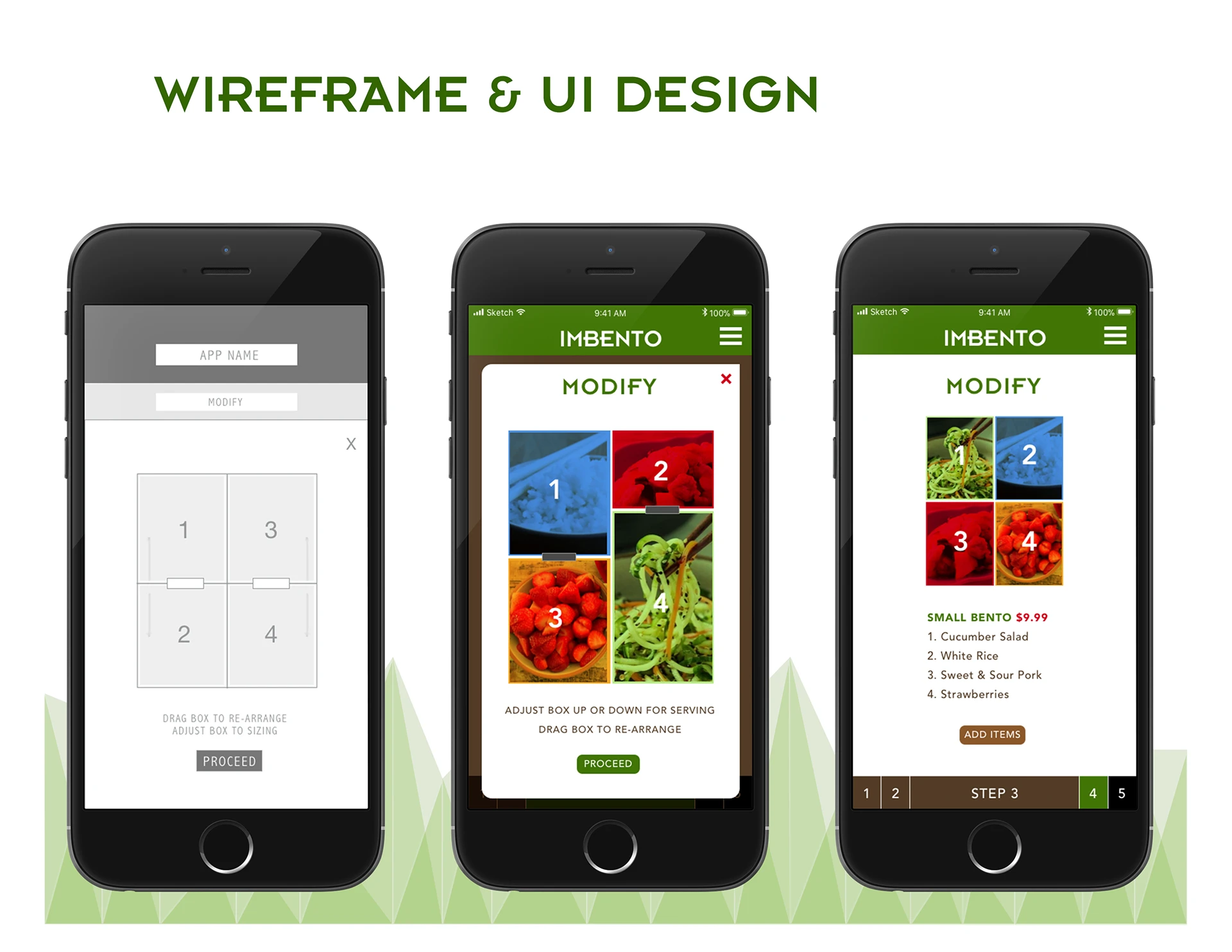 Imbento Modify screens — servings set item by item