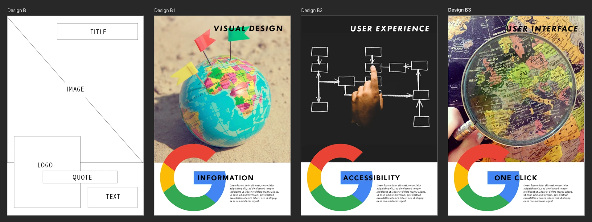 Google Ad Campaign — first draft boards